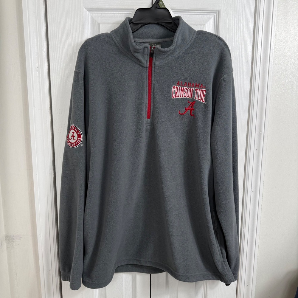 Knights Apparel Alabama Crimson Tide Large Grey Quarter Zip Fleece Pullover Gorp